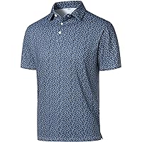 Men’s Golf Shirts Dry Fit Short Sleeve Performance Moisture Wicking Sport Printed Polo Shirts