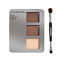 COVERGIRL - Easy Breezy Brow Powder Kit, three shades brow definer, professional double-ended angled brush, effortless, 100% Cruelty-Free