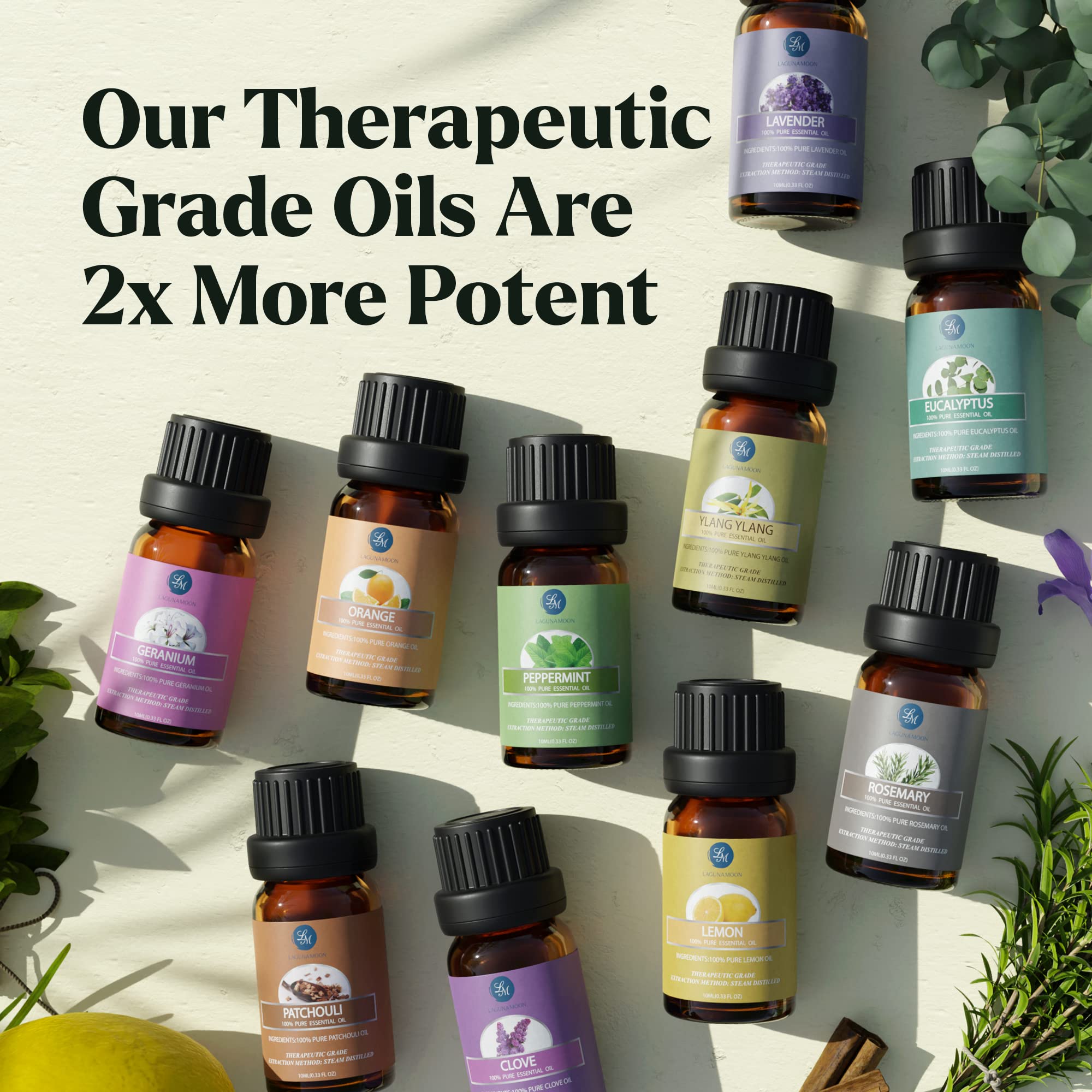 Essential Oils Set - Top 10 Organic Therapeutic-Grade Gift Set Blends for Fragrance, Diffusers, Humidifiers, Aromatherapy, Massages, Office, Soap Scents, Candle Making, Slime - Skin & Hair (10mL)