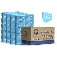 2,000pcs Disposable Face Masks- 3 Ply Breathable Mask For Adults - Blue (40 Packs of 50)
