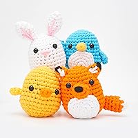 The Woobles Easy Peasy Beginner Bundle Crochet Kit (Penguin,Chick,Fox & Bunny) with Easy Peasy Yarn- All in One Crochet Knitting Kit- Crochet Kit Bundle for Beginners with Step-by-Step Video Tutorials