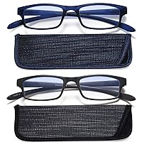 2 Pairs Reading Glasses for Women and Men Neck Hanging Blue Light Blocking Reading Glasses for Men