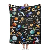 Space Alphabet Throw Blanket Gift for Girls Boys Kids Space Lovers - Super Soft Flannel Blanket for Sofa Couch Camping Travel - Plush Warm Home Decor for All Seasons,40