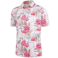 zeetoo Mens Golf Polo Shirt Hawaiian Polo Shirts for Men Moisture Wicking Dry Fit Soft Breathable Short Sleeve 4-Way Stretch