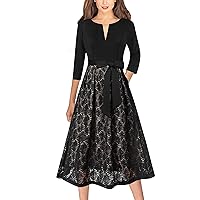 VFSHOW Womens Front Zipper Belted Patchwork Work Business Cocktail Party Casual A-Line Dress