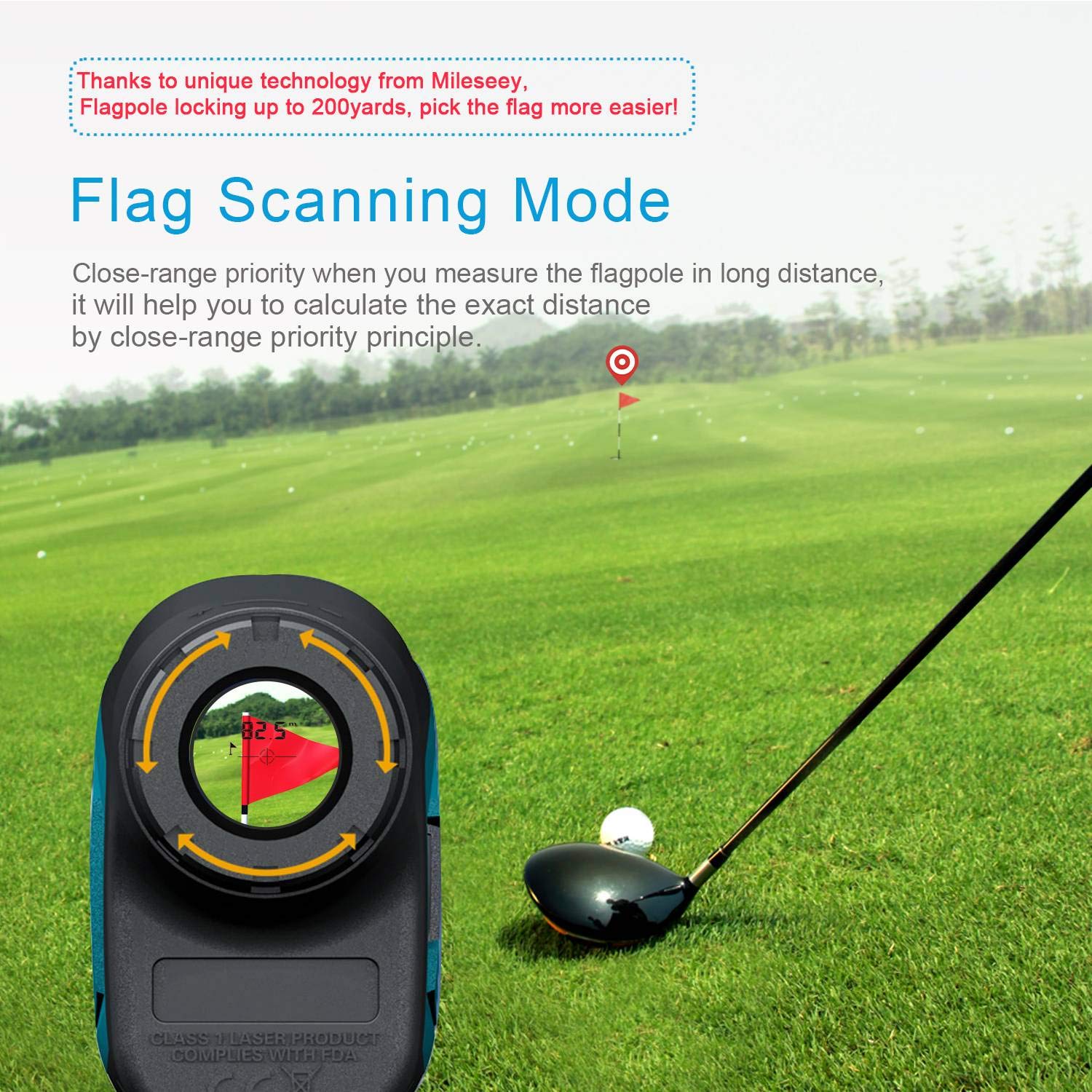 Mileseey Professional Laser Golf Rangefinder 660 Yards with Slope Compensation,±0.55yard Accuracy,Fast Flagpole Lock,6X Magnification,Distance/Angle/Speed Measurement for Golf,Hunting