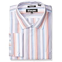 STACY ADAMS Men's Big and Tall Striped Classic Fit Dress Shirt