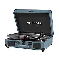Victrola Vintage 3-Speed Bluetooth Portable Suitcase Record Player with Built-in Speakers | Upgraded Turntable Audio Sound|Smoky Blue, Model Number: VSC-550BT-SMB