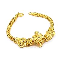 Gold Bangle 24k Gold Plated Thai Baht Yellow Gold GP Filled Bracelet 7 Inch Jewelry Women