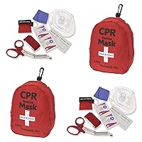 2 Pack Emergency First Aid Kit - CPR Rescue Mask, Pocket Resuscitator with One Way Valve, EMT Trauma Scissors, Tourniquet, Gloves, Antiseptic Wipes | Ideal for Sports, Camping, Home