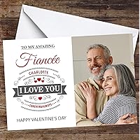Personalized Fiancée I Love You Hearts & Swirls Happy Valentine's Day Card