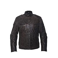 Diamond Quilted Distressed Biker Motorcycle Real Leather Jacket (S)