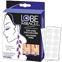 Lobe Miracle- Clear Earring Support Patches - Earring Backs For Droopy Ears - Ear Care Products for Torn or Stretched Ear Lobes