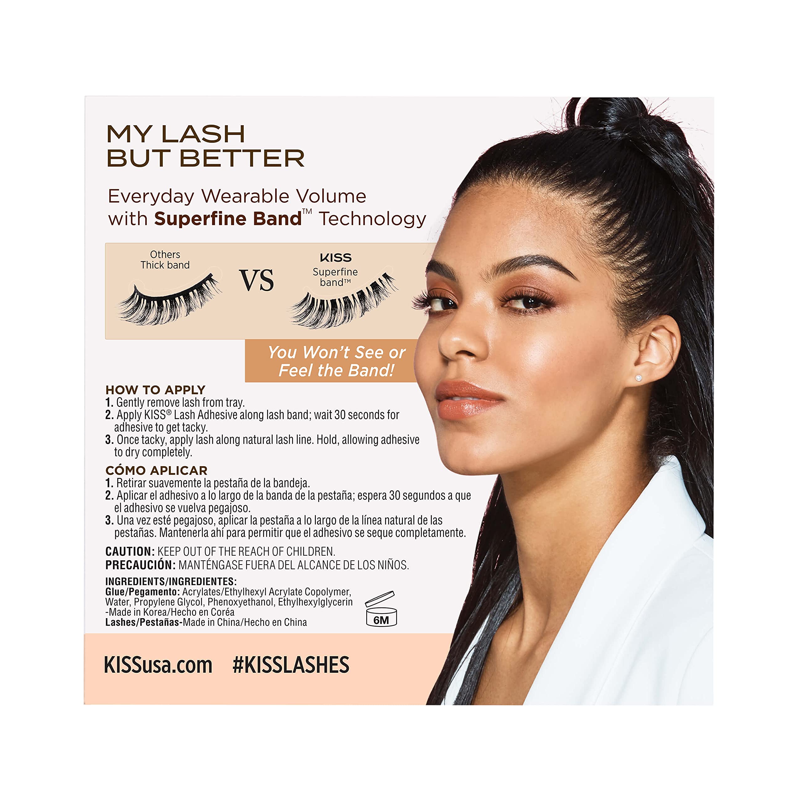 KISS MLBB My Lash But Better False Eyelashes, Everyday Wearable Volume with Superfine Band Technology, Easy To Apply, Reusable, Cruelty-Free, Contact Lens Friendly, Style 'All Mine', 1 Pair Fake Eyelashes