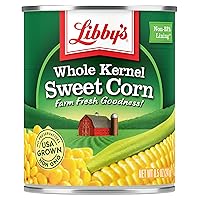 Libby's Whole Kernel Sweet Corn | 100% Sweet Corn | Naturally Sweet Flavor | Golden Yellow | Just-Off-the-Cob Crispness | Kosher | 8.5 ounce cans (Pack of 12)