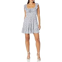 Angie Women's Tiered Skirt Dress with Ruffle Neckline and Open Back