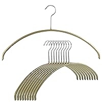 Mawa by Reston Lloyd Euro Series Non-Slip Space Saving Steel Clothes Hanger for Shirts, Dresses, Sweaters, Style 40/P, Gold, Set of 12