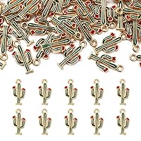 DanLingJewelry 100 pcs Gold Plated Color Cactus Charms Enamel Charms for Jewelry Making DIY Craft Finding