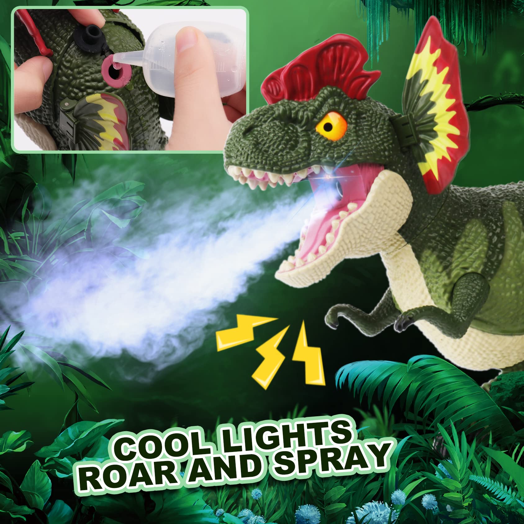 IQKidz RC Dinosaur Kids Toys Robot-Remote Control Electronic Realistic Walking Dino Gifts for Boy Girl Ages 3-5 4-8 and Up, 360° Rotate Interactive Toy with Light Roaring Spray & Touch Sensing