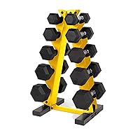 CAP Barbell 150 LB Coated Hex Dumbbell Weight Set with Vertical Rack | Multiple Colors
