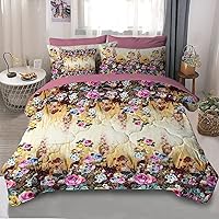 Flower Bedding Set, 8-Piece Floral Comforter Set 3D Luxury Bed-in-a-Bag for Girls Women, Includes 1 Comforter, 2 Pillowcase, 2 Sham, 1 Flat Sheet, 1 Fitted Sheet, 1 Cushion Cover (Full)
