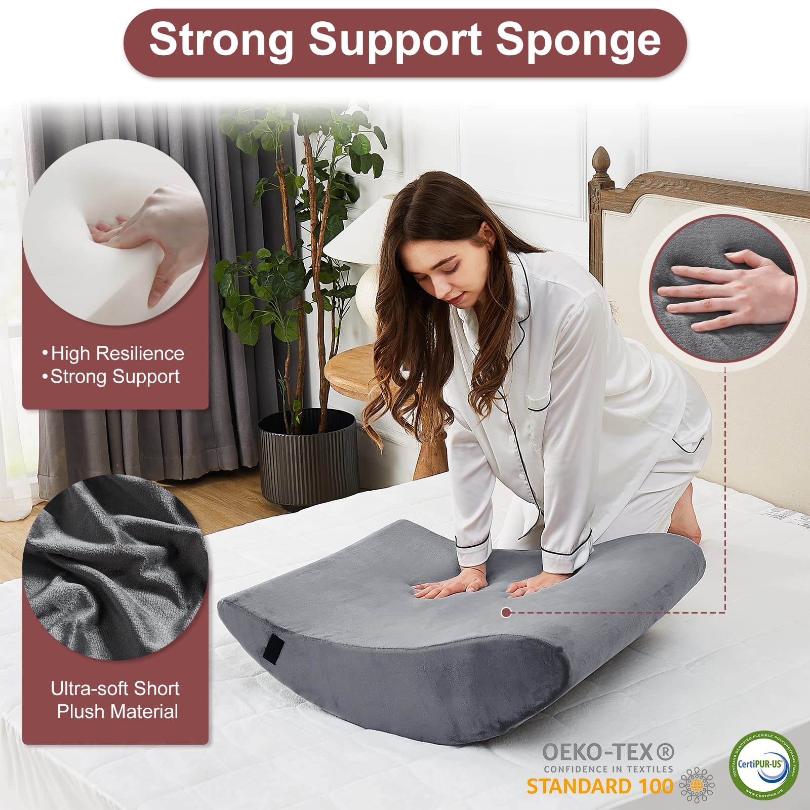 HomeMate 6 PCS Orthopedic Bed Wedge Pillow Set,Post Surgery Foam Pillow for Neck, Back and Leg Pain Relief, Triangle Sit Up Pillow Adjustable- Anti Snoring, Heartburn, Acid Reflux & GERD Sleeping