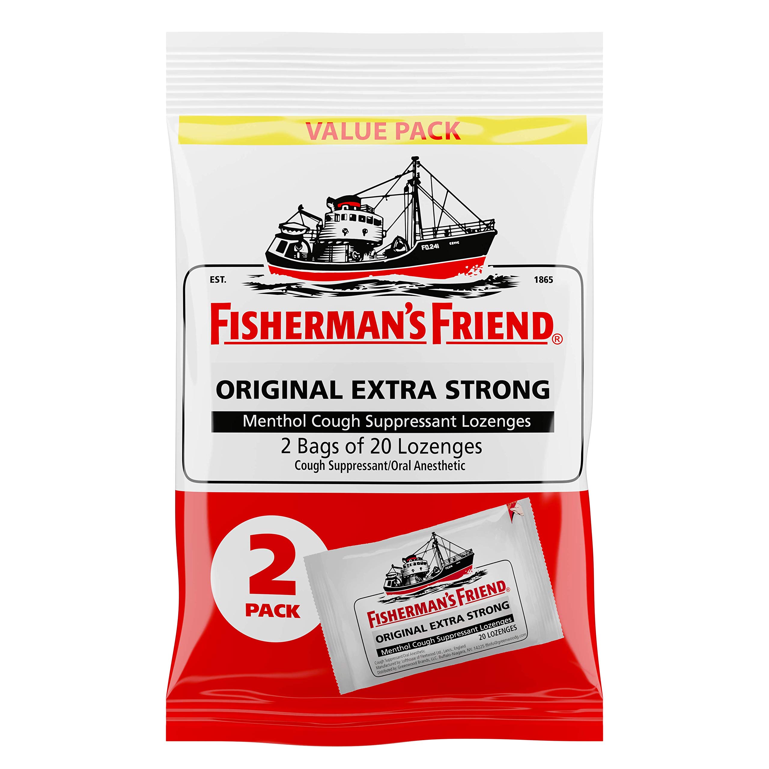 Fisherman's Friend Fishermans Drops 40ct, Original Extra Strong, 40 Count