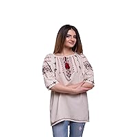 Handmade Ukrainian Embroidered Folk Blouse natural Cotton traditional ethnic style