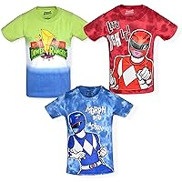 Power Rangers Boys’ 3 Pack T-Shirts for Toddler and Little Kids – Blue/Red/White/Green