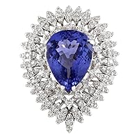7.59 Carat Natural Blue Tanzanite and Diamond (F-G Color, VS1-VS2 Clarity) 14K White Gold Luxury Cocktail Ring for Women Exclusively Handcrafted in USA