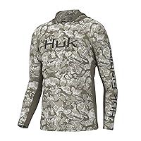 HUK Men's Icon X Pattern Hoodie, Fishing Shirt with Sun Protection