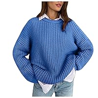 Oversized Sweaters Women's Crewneck Long Sleeve Fuzzy Knit Pullover Sweater Chunky Warm Knitted Jumper Tops