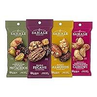 Sahale Snacks Glazed Mix Nut Blend Variety Pack, 1.5 Oz Grab & Go Bags (12 Total Packs) - Four Different Dry-Roasted Deluxe Mixed Nuts Blends Included - Non-GMO Kosher & Certified Gluten-Free Snacks