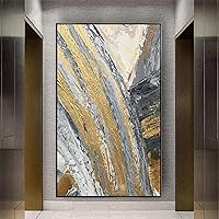 HOLEILUCK Nordic Abstract Home Decor Canvas Picture Modern Golden Oil Painting On Canvas Wall Art Mural For Living Room Decor 30x50cm/12x20inch With-Black-Frame