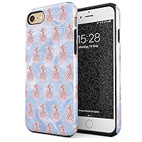 Compatible with iPhone 7/8 / SE 2020 Kawaii Aesthetic Cute Glitter Shimmer Pineapple Pattern Rose Gold Tropical Fruit Shockproof Dual Layer Hard Shell + Silicone Protective Cover