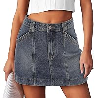 Angerella Skirts for Women Denim Mini Cargo Skirt Mid Rise Button Up Bodycon Y2k Trendy Summer Casual Jean Skirt