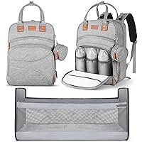 Diaper Bag Backpack: GEKMOR 3 in 1 Baby Diaper Backpacks with Changing Station for Boy Girls - Large Capacity Multifunction Waterproof Travel Bags with Stroller Straps & Pacifier Case (Gray)
