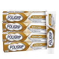 Super Poligrip Extra Care Denture Adhesive Cream, Zinc Free Denture Cream - 2.2 Ounce (Pack of 4)