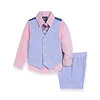 Nautica Baby Boys 4-Piece Set with Dress Shirt, Vest, Shorts, and Tie