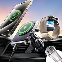 LISEN 2 in 1 for 18W MagSafe Car Mount Charger [2024 Upgrade] Wireless Car Vent Charger Magnetic Car Phone Holder Mount for iPhone Car Accessories for iPhone 15 14 13 12 Pro Max Plus Apple Watch
