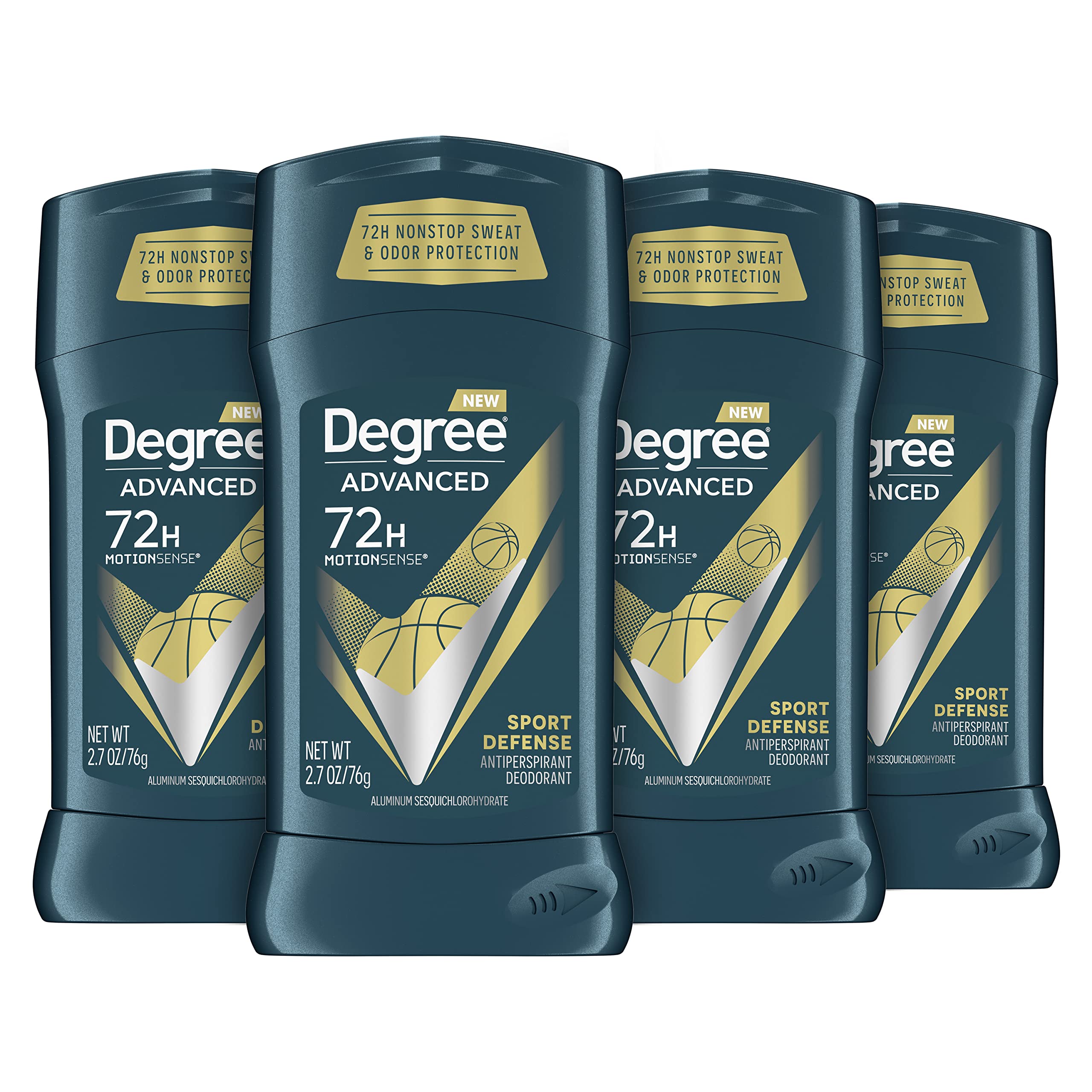 Degree Advanced Protection Antiperspirant Deodorant Sport Defense 4 count 72-Hour Sweat and Odor Protection Antiperspirant For Men With MotionSense Technology 2.7 oz