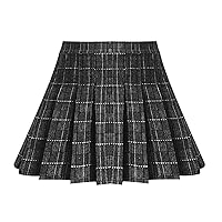 FEESHOW Kids Girls Pleated Plaid Skirt Japan School Uniform Skort Skirts Autumn Winter A Line Mini Skirt