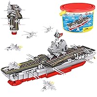 EP Aircraft Carrier Building Block Set 795 Pieces,Battleship Model Building Toy Kit Pack Multiple Fighter and Helicopter Models Role Play STEM Building Toy,Educational Learning Gift for Kids 6+