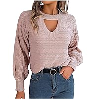 Lantern Sleeve Sweater for Women Cable Knitting Pullover Jumper Fashion Fall Winter Sweaters Hollow Out Jumpers
