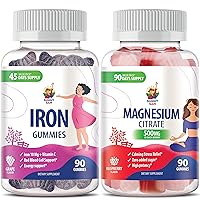 Magnesium Gummies 500mg & Iron Gummies for Adults - Iron Vitamins with Vitamin C