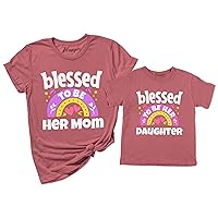 TEEAMORE Blessed to be Her Mom Blessed to be Her Daughter Mommy Matching Shirt Mom Kids T-Shirt Gift
