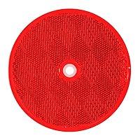 80824 Round Red 3-1/4” Reflector with Center Mounting Hole for Trucks, Towing, Trailers, RVs and Buses, 1 Pack