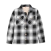 ZENTHACE Toddlers and Kids Boys Girls Sherpa Lined Snap Flannel Shirt Jacket,Cozy Plaid Flannel Shacket (Gender-Neutral)
