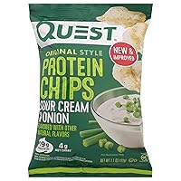 Quest Nutrition Protein Chips, Sour Cream & Onion, 21g Protein, 3g Net Carbs, 130 Cals, 1.1 oz Bag, 1 Count, High Protein, Low Carb, Gluten Free, Soy Free, Potato Free