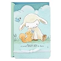 Hallmark Baby Shower Card for Boy (Little Lamb) Welcome New Baby Boy, Congratulations